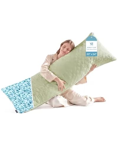 YZ HOME Long Body Pillow for Adults | Firm Support with Shredded Memory Foam (20x54 Inch, Beige) thumbnail 1