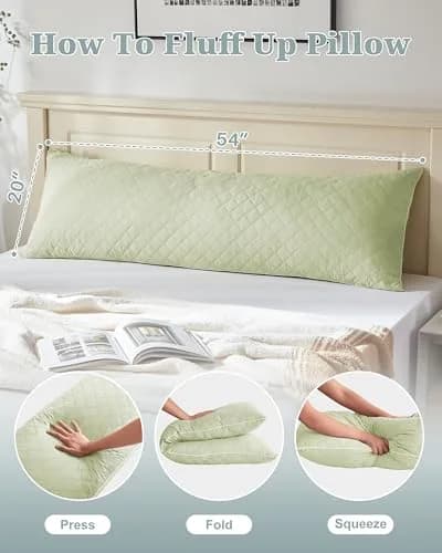 YZ HOME Long Body Pillow for Adults | Firm Support with Shredded Memory Foam (20x54 Inch, Beige) thumbnail 7