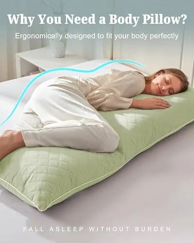 YZ HOME Long Body Pillow for Adults | Firm Support with Shredded Memory Foam (20x54 Inch, Beige) thumbnail 3
