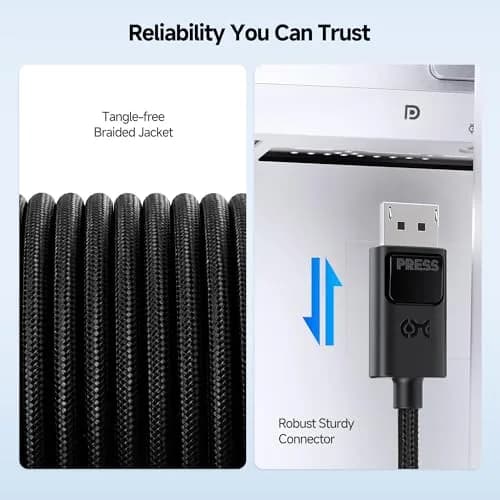 Cable Matters USB C to DisplayPort 2.1 Cable 6ft / 1.8m | Supports 8K@165Hz & 4K@480Hz, Durable Locking Fit thumbnail 6