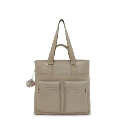 Kipling Women's India Tote Bag Soft Taupe | Large Nylon Zippered Handbag 37.5cm (14.75"L x 15.25"H x 7"D) thumbnail 1