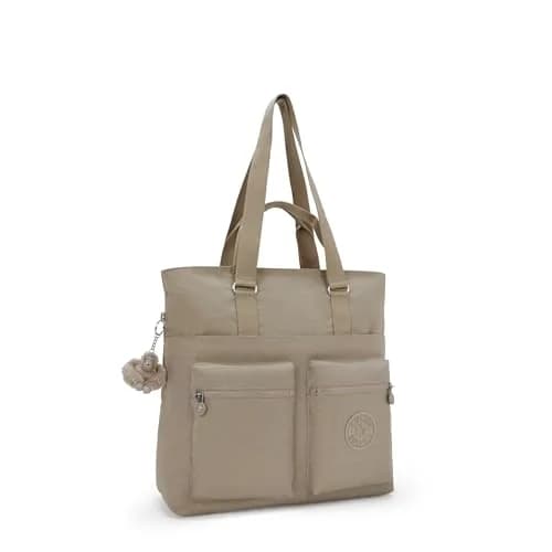 Kipling Women's India Tote Bag Soft Taupe | Large Nylon Zippered Handbag 37.5cm (14.75"L x 15.25"H x 7"D) thumbnail 4