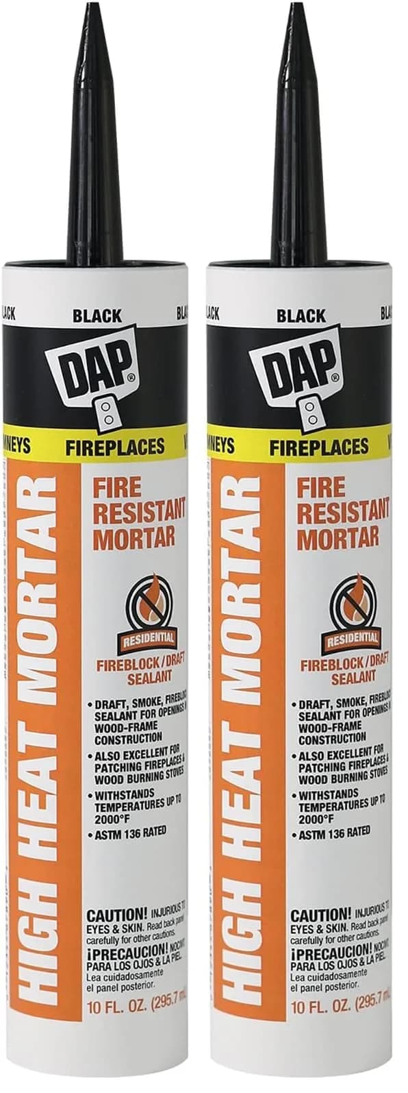 DAP High Heat Fire Resistant Mortar 10 oz | Withstands 2000°F, Easy Water Clean-Up