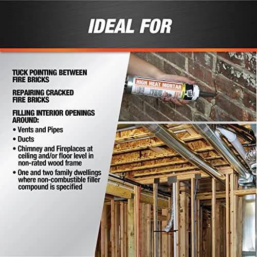 DAP High Heat Fire Resistant Mortar 10 oz | Withstands 2000°F, Easy Water Clean-Up thumbnail 4