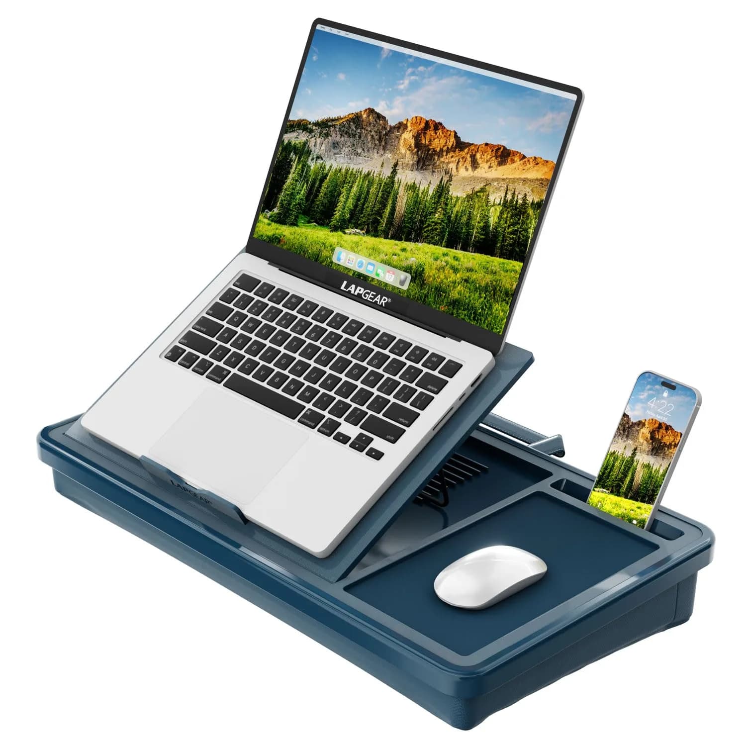 LapGear Ergonomic Pro Lap Desk with Cushion & Mouse Pad | Denim Blue, Fits 15.6" Laptops, 55.9 cm (22 in) — Denim Blue