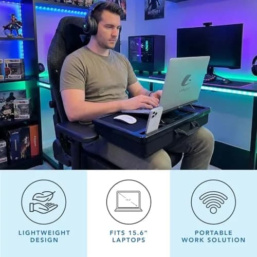 LapGear Ergonomic Pro Lap Desk with Cushion & Mouse Pad | Denim Blue, Fits 15.6" Laptops, 55.9 cm (22 in) thumbnail 2