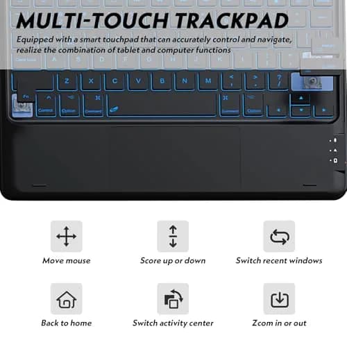 QYiiD Touchpad Keyboard Case for Lenovo Idea Tab Plus 12.1 Inch | Ultra-Thin Leather Stand Cover with 7-Color Backlit Wireless Keyboard thumbnail 3