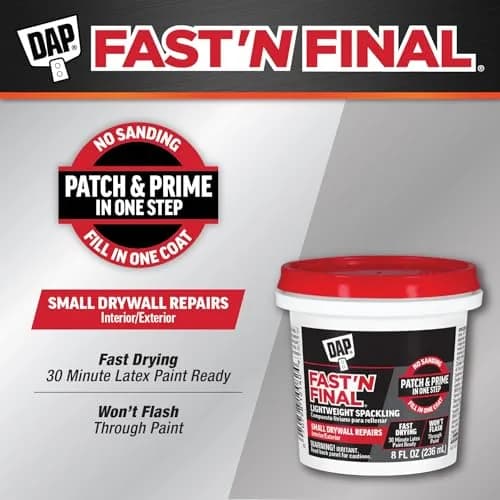 DAP Fast 'N Final Lightweight Spackling Paste 16 oz (4.54 kg) | Repairs Drywall Holes & Cracks thumbnail 2