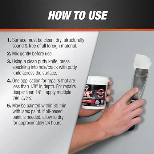 DAP Fast 'N Final Lightweight Spackling Paste 16 oz (4.54 kg) | Repairs Drywall Holes & Cracks thumbnail 3