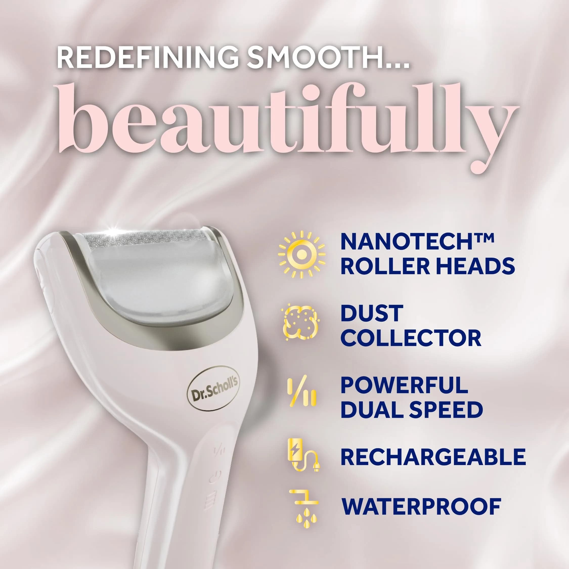 Dr. Scholl's Pedi Perfect Electric Foot Callus Remover with 2 Roller Heads | Waterproof, Rechargeable, 90 Min Run Time - view 3