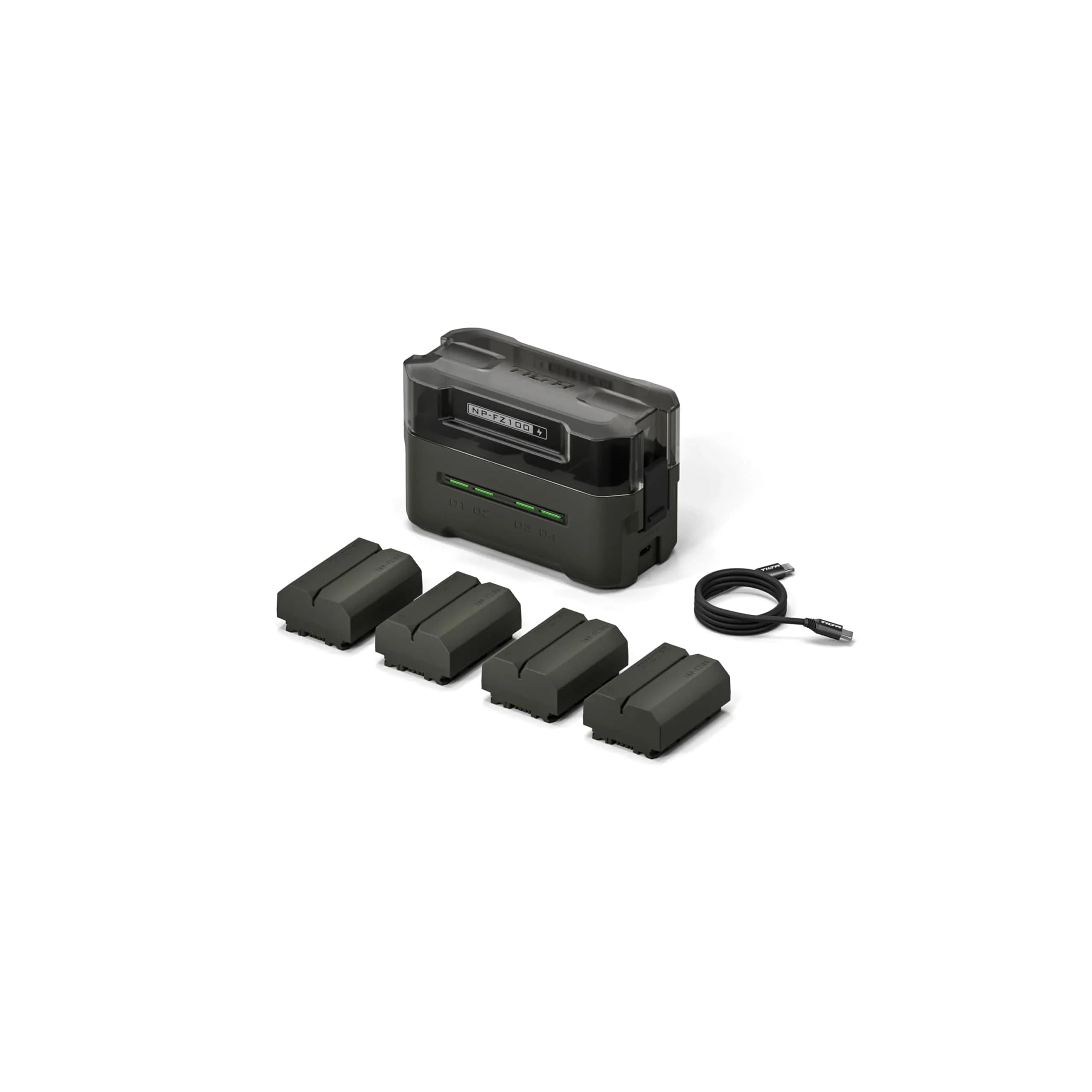 Tilta NP-FZ100 Portable Charging Station (4-Battery Kit) Green | 45W PD Fast Charging, Works with Sony FX3, A7 IV, A6700