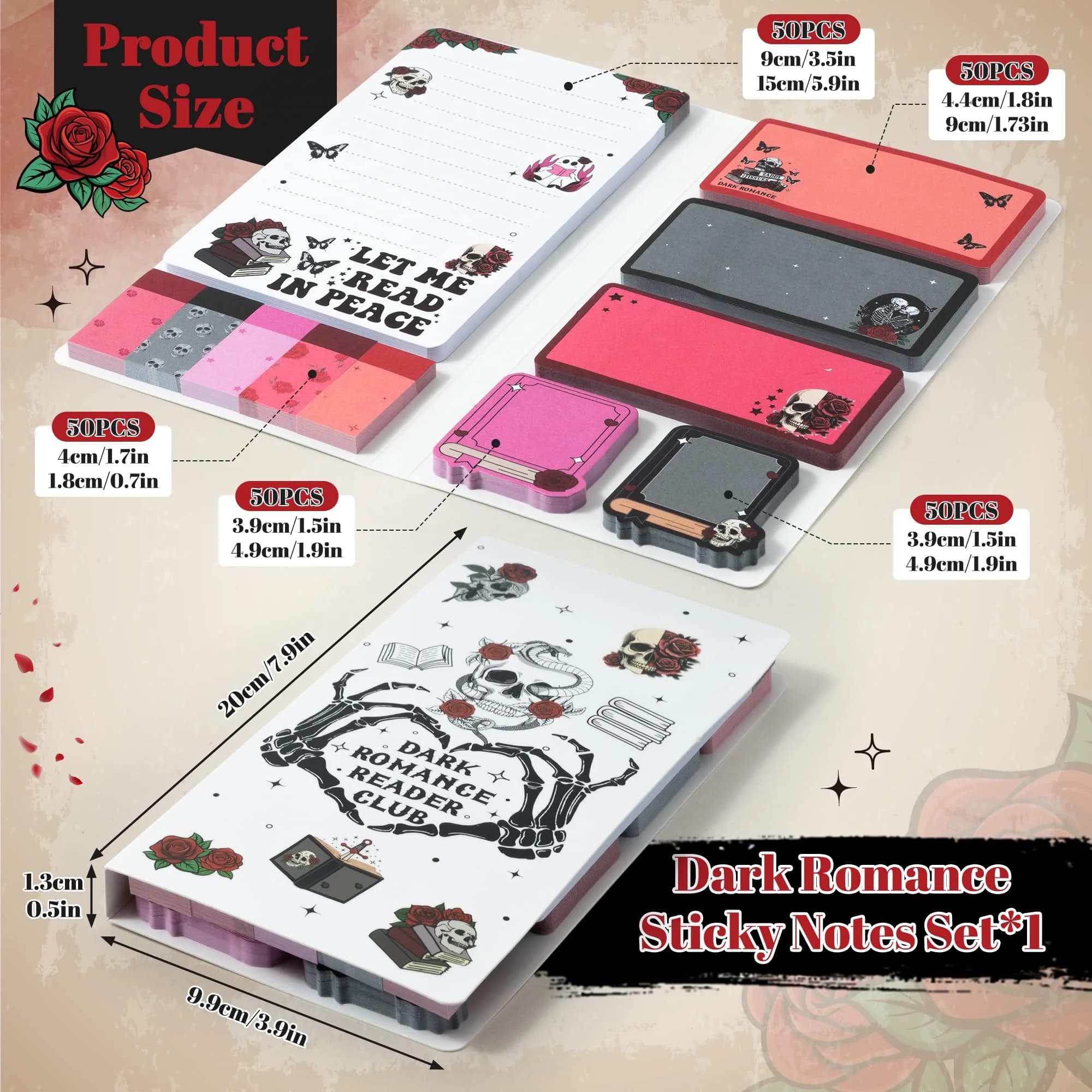 Xqumoi Let Me Read in Peace Dark Romance Sticky Notes Set (550 Sheets) | Book Lover Gift for Teens & Adults thumbnail 2