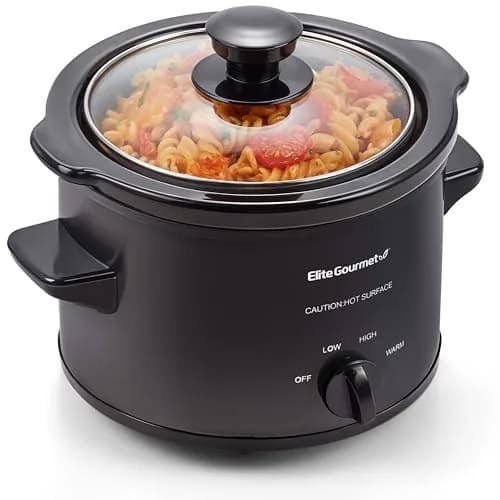 Elite Gourmet MST-250XBX Electric Ceramic Slow Cooker 1.5 Qt Black | Compact & Versatile thumbnail 1
