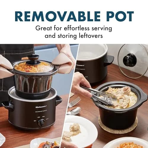 Elite Gourmet MST-250XBX Electric Ceramic Slow Cooker 1.5 Qt Black | Compact & Versatile thumbnail 4