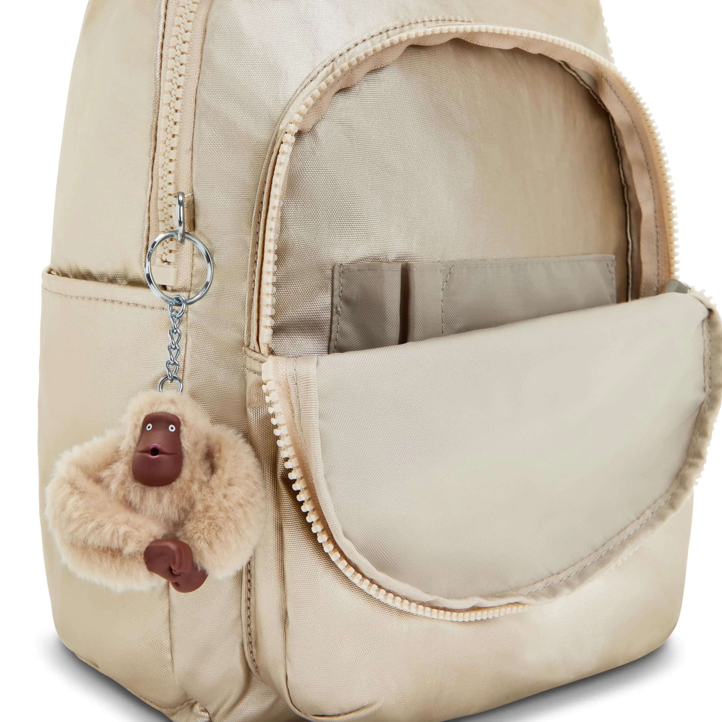 Kipling Seoul Small Tablet Backpack, Starry Gold Met, 16.1cm (6.38" W) x 34.9cm (13.75" H) x 25.4cm (10" D) - view 5
