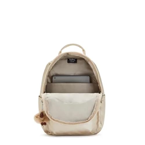 Kipling Seoul Small Tablet Backpack, Starry Gold Met, 16.1cm (6.38" W) x 34.9cm (13.75" H) x 25.4cm (10" D) thumbnail 3