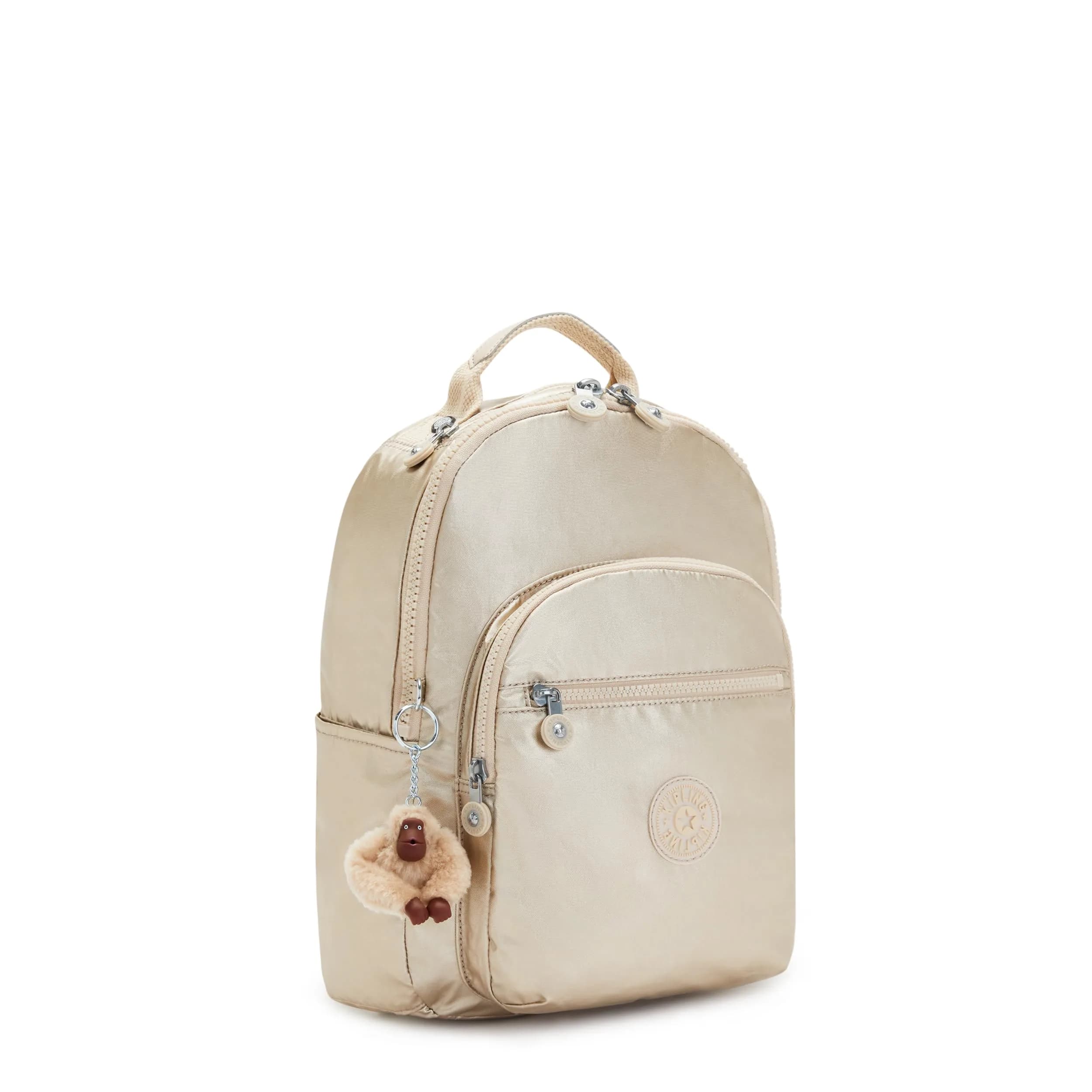 Kipling Seoul Small Tablet Backpack, Starry Gold Met, 16.1cm (6.38" W) x 34.9cm (13.75" H) x 25.4cm (10" D) - view 4