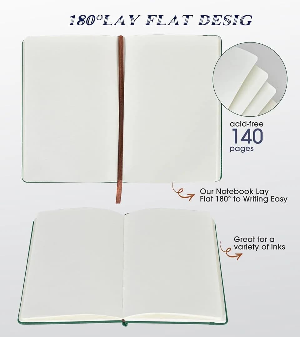 Biuwory Green Blank Journal Notebook A5 (5.7"×8.3") | Acid-Free Paper for Artists & Writers - view 5