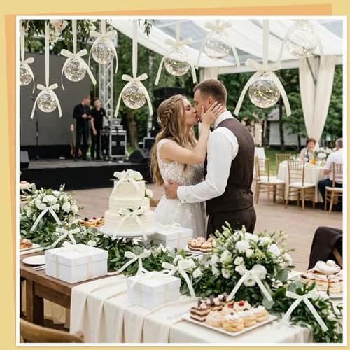 NatNarr Ivory Bow Cake Toppers 30 Pack | Handmade Polyester Ribbon for Party Decorations thumbnail 5