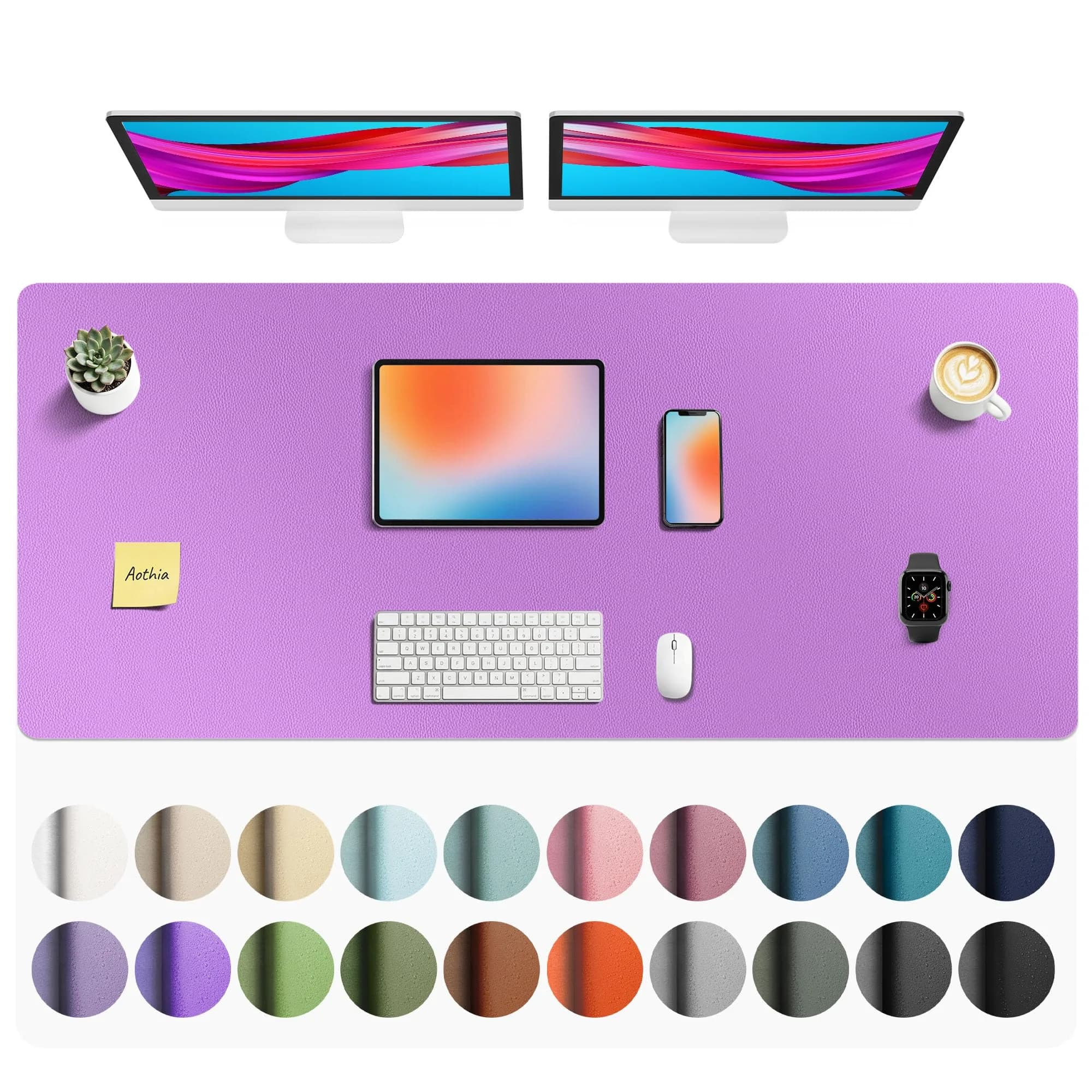 Aothia Faux Leather Desk Mat - Iris Violet, 139.7cm x 61cm (55" x 24") | Smooth Writing Surface for Office & Home - main product image
