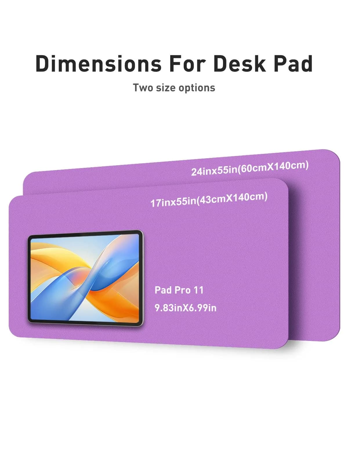 Aothia Faux Leather Desk Mat - Iris Violet, 139.7cm x 61cm (55" x 24") | Smooth Writing Surface for Office & Home - view 5