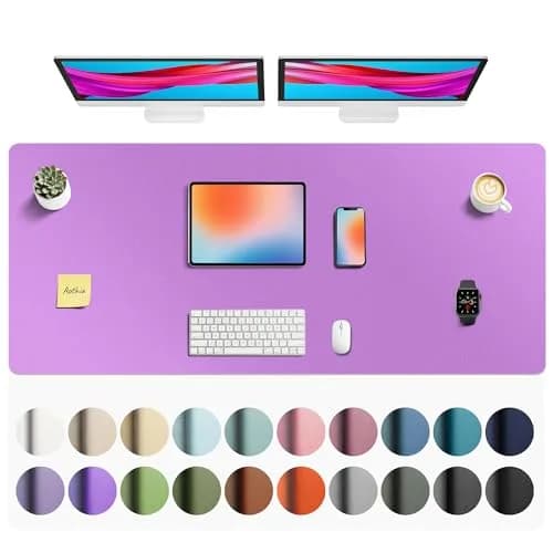 Aothia Faux Leather Desk Mat - Iris Violet, 139.7cm x 61cm (55" x 24") | Smooth Writing Surface for Office & Home thumbnail 1
