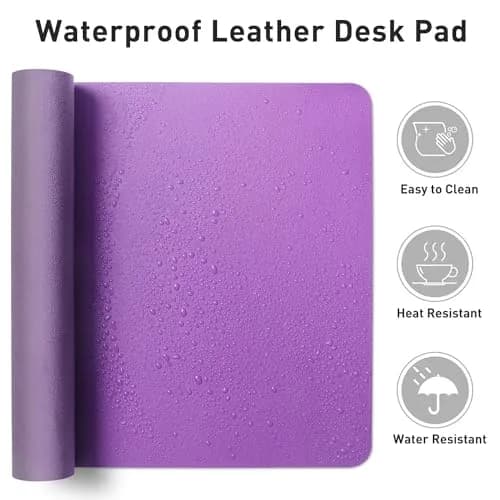 Aothia Faux Leather Desk Mat - Iris Violet, 139.7cm x 61cm (55" x 24") | Smooth Writing Surface for Office & Home thumbnail 7