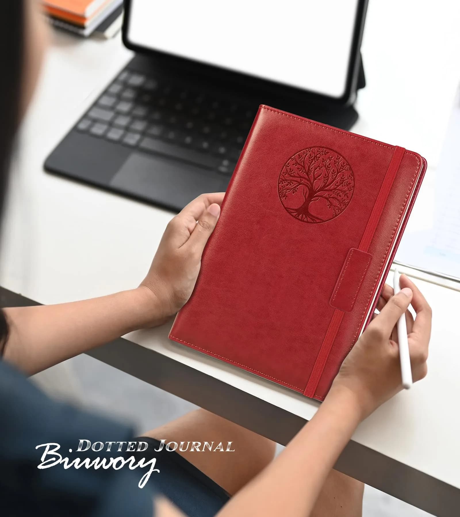 Biuwory A5 Graph Paper Notebook Journal (5.7"×8.3", 140 Pages, Wine Red) | Acid-Free Paper for Precise Writing - view 7