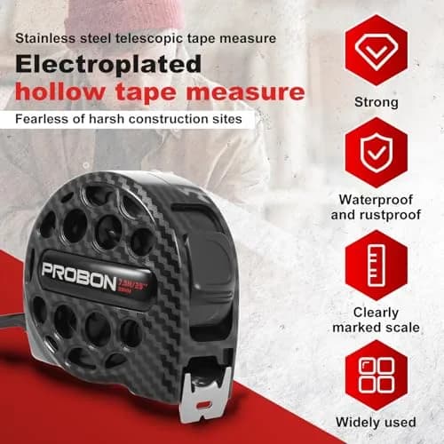 HOTBEST 7.5m (25ft) Stainless Steel Tape Measure with Double Sided Scale | Waterproof Retractable Ruler for Construction thumbnail 4