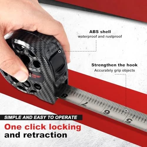 HOTBEST 7.5m (25ft) Stainless Steel Tape Measure with Double Sided Scale | Waterproof Retractable Ruler for Construction thumbnail 3