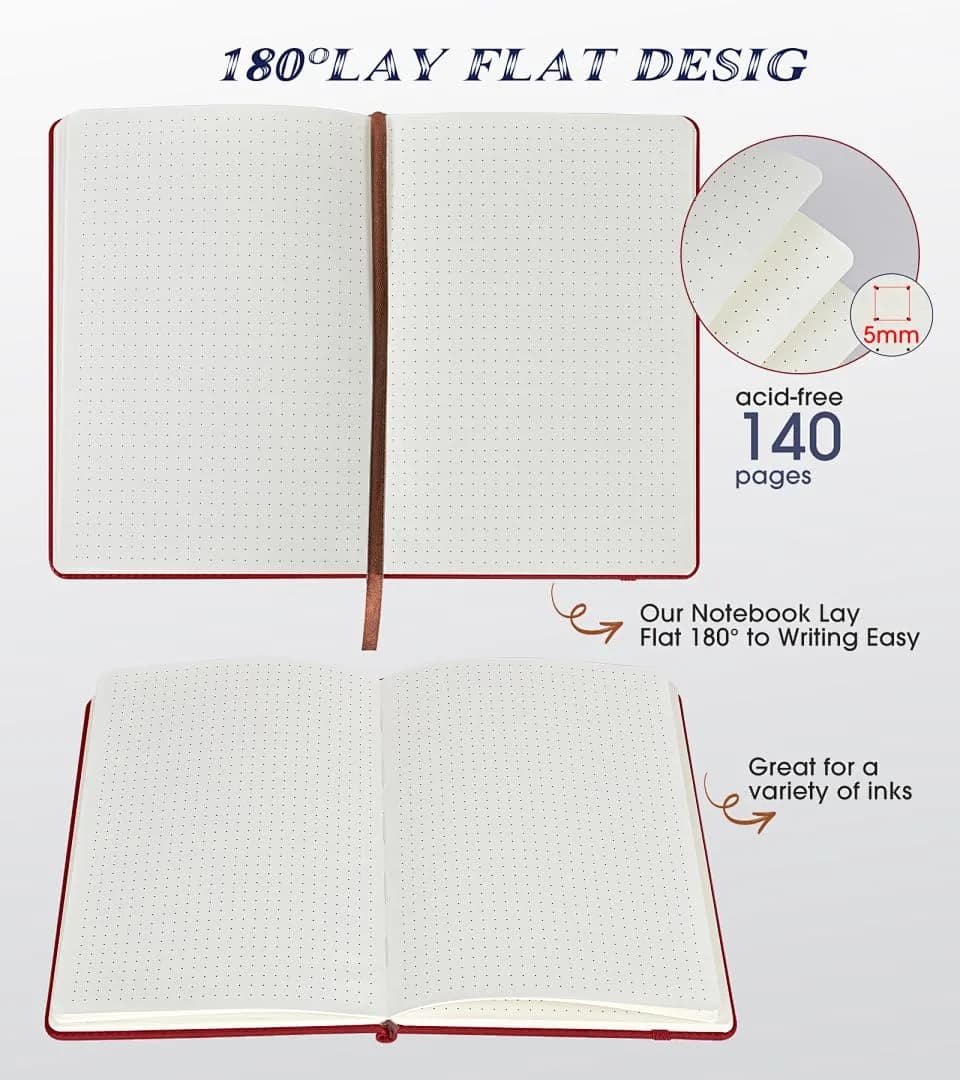 Biuwory Dotted Journal Notebook A5 140 Pages | Acid-Free Paper for Smooth Writing - view 5