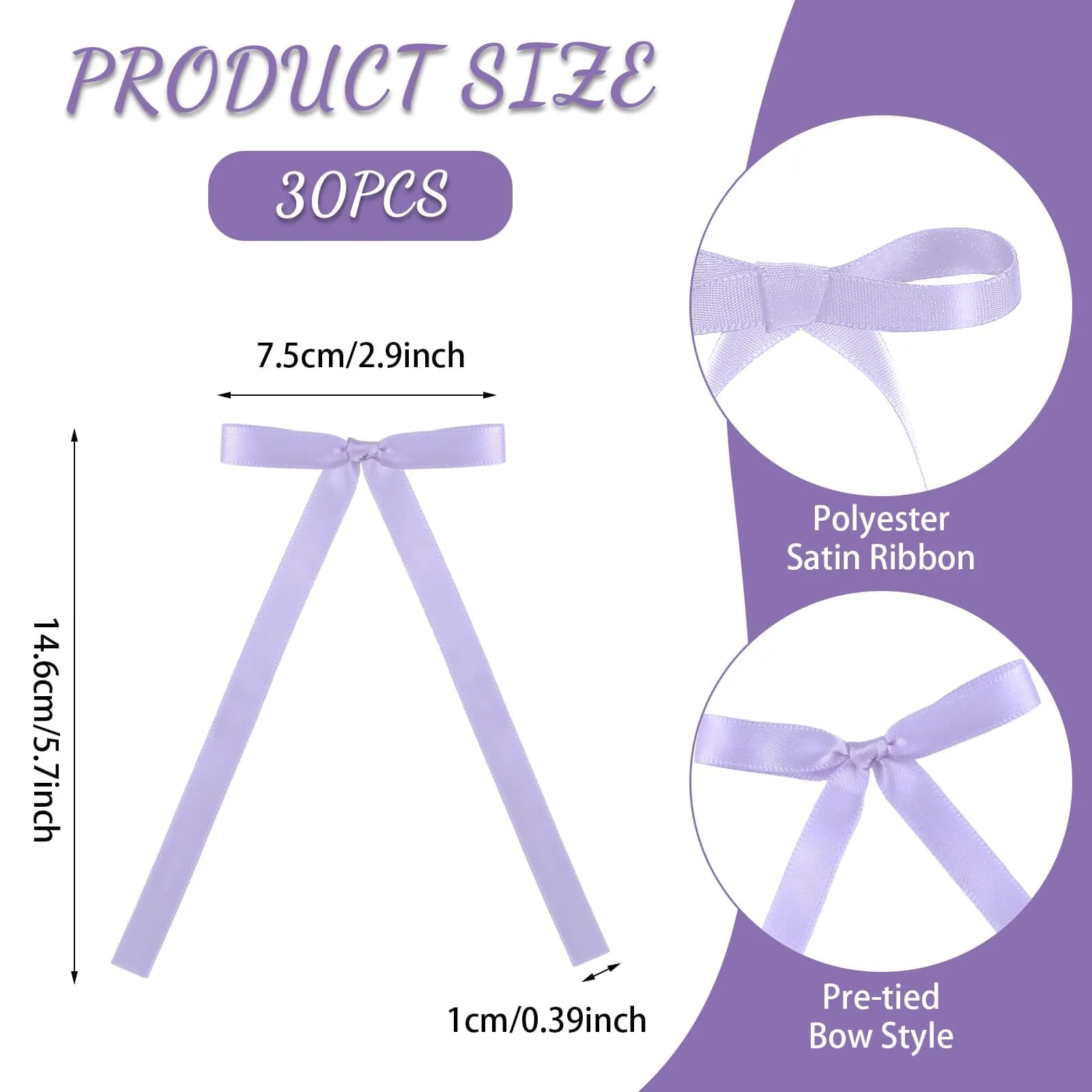NatNarr Light Purple Ribbon Bow Cake Toppers (30 Pack, 2.9 x 5.7 inches) | Handmade Quality for Indian Celebrations - view 2