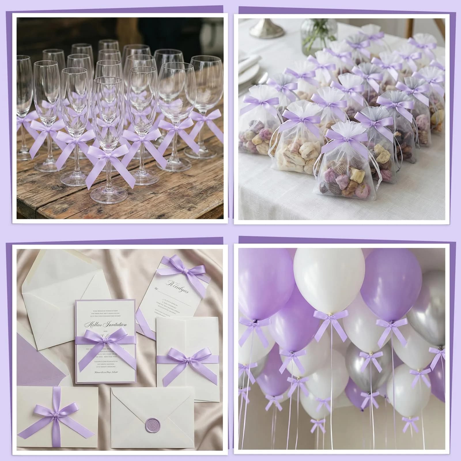 NatNarr Light Purple Ribbon Bow Cake Toppers (30 Pack, 2.9 x 5.7 inches) | Handmade Quality for Indian Celebrations - view 7