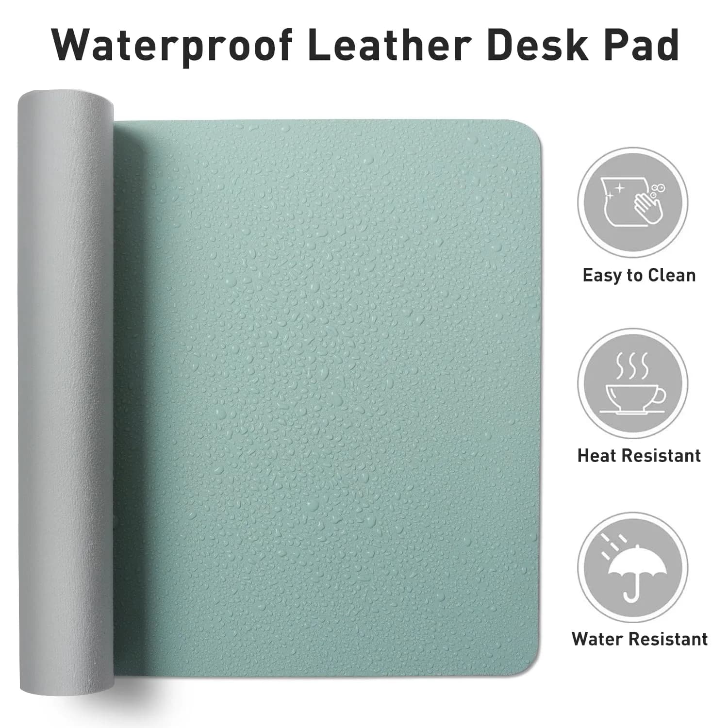 Aothia Faux Leather Desk Mat Light Blue 139.7cm x 60.96cm (55" x 24") | Non-Slip PU Leather Desk Blotter - view 7