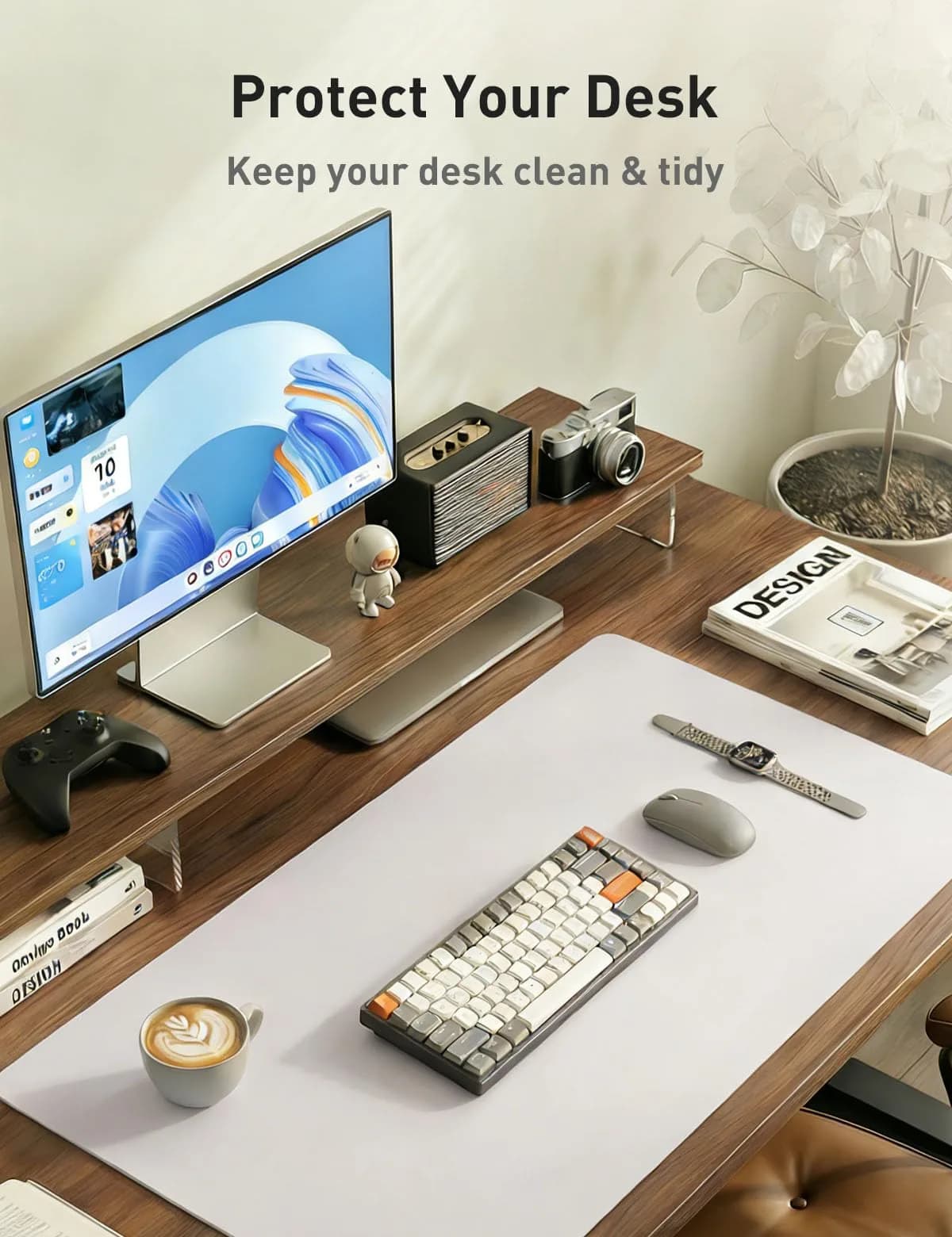 Aothia Faux Leather Desk Mat Pale Lavender White 139cm x 43cm | Smooth Ink Flow Desk Pad thumbnail 7