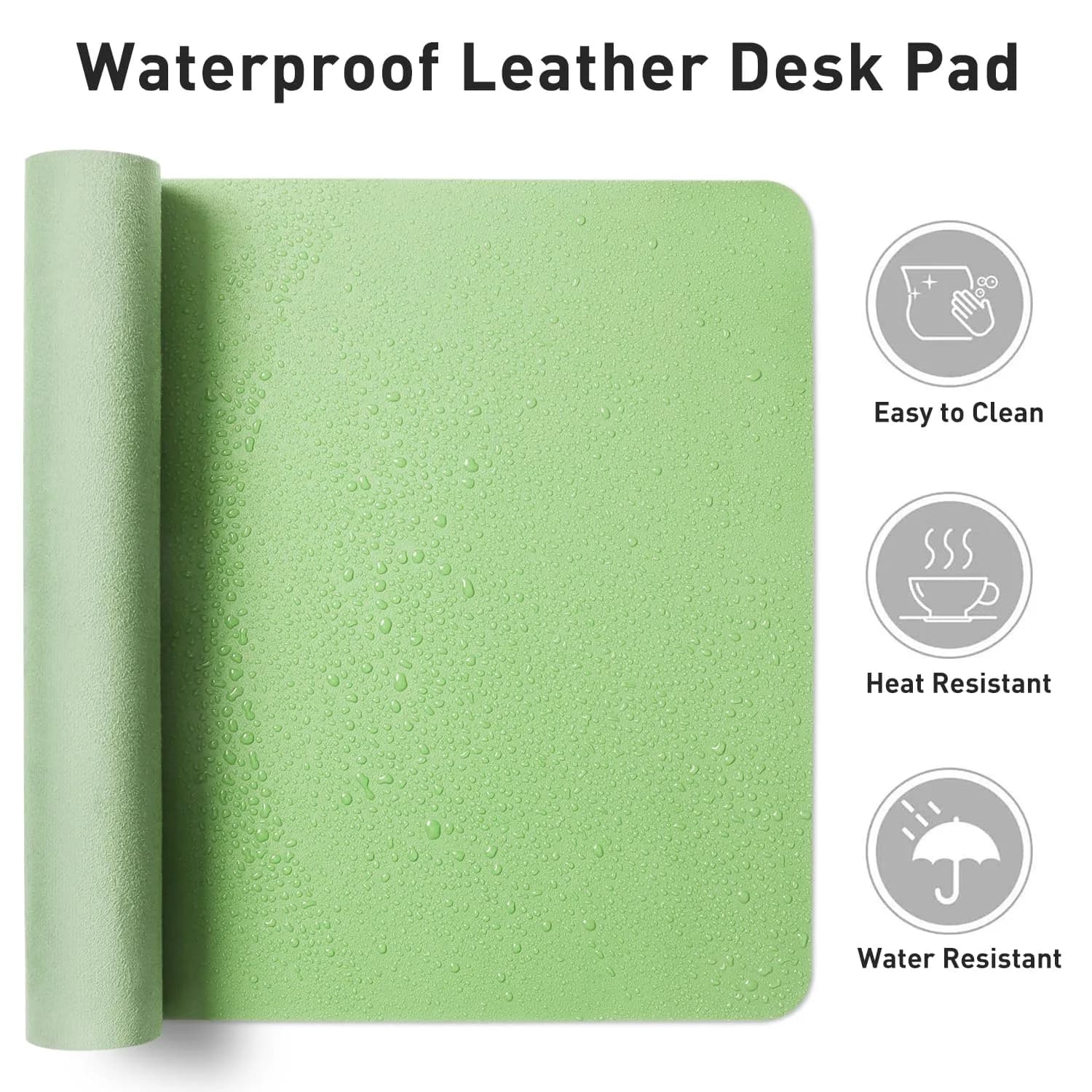 Aothia Faux Leather Desk Mat - Foam Green 140cm x 43cm (55" x 17") | Protects Desks from Scratches, Spills, and Heat - view 7