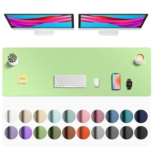 Aothia Faux Leather Desk Mat - Foam Green 140cm x 43cm (55" x 17") | Protects Desks from Scratches, Spills, and Heat thumbnail 1