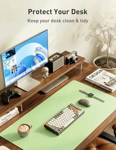 Aothia Faux Leather Desk Mat - Foam Green 140cm x 43cm (55" x 17") | Protects Desks from Scratches, Spills, and Heat thumbnail 8