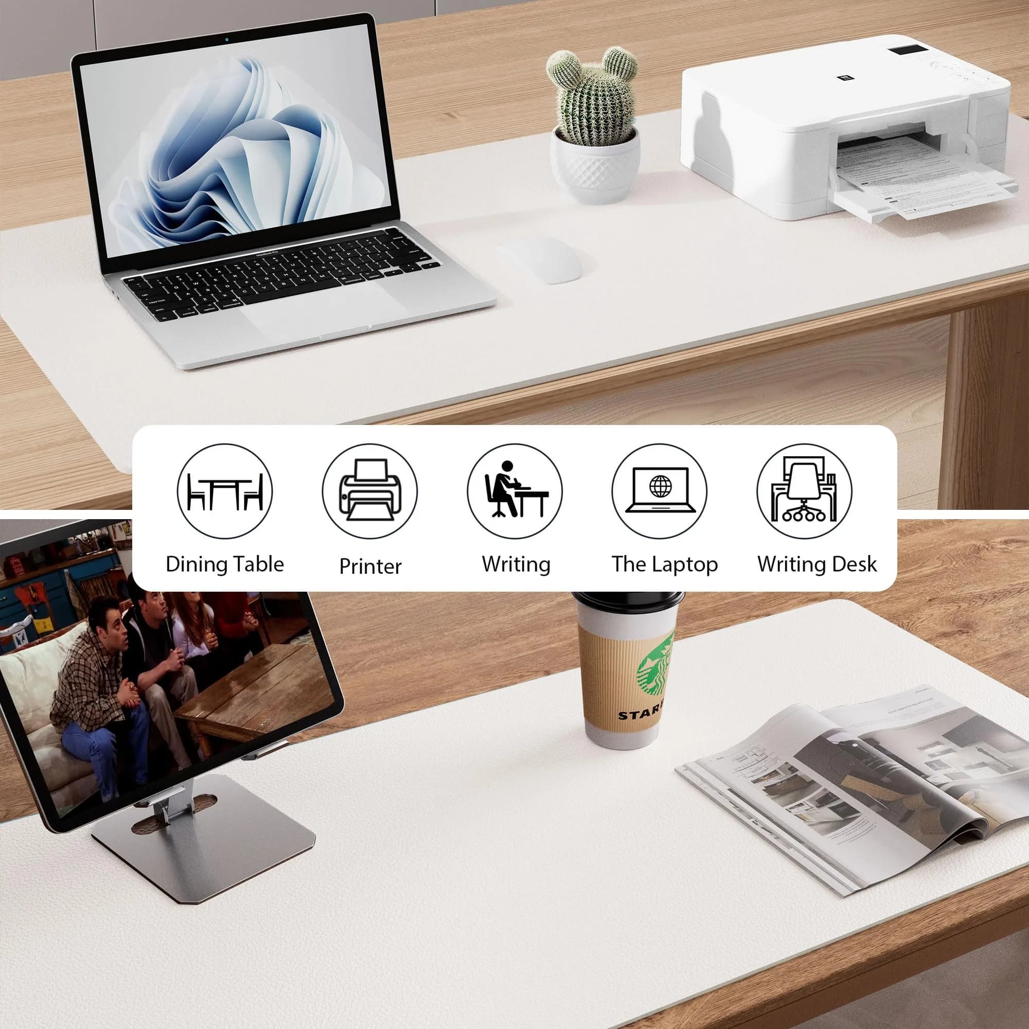 Aothia Faux Leather Desk Mat 140cm x 61cm (55" x 24") | Waterproof, Non-Slip PU Blotter for Office & Home - view 6