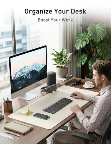 Aothia Faux Leather Desk Mat 140cm x 61cm (55" x 24") | Waterproof, Non-Slip PU Blotter for Office & Home thumbnail 3