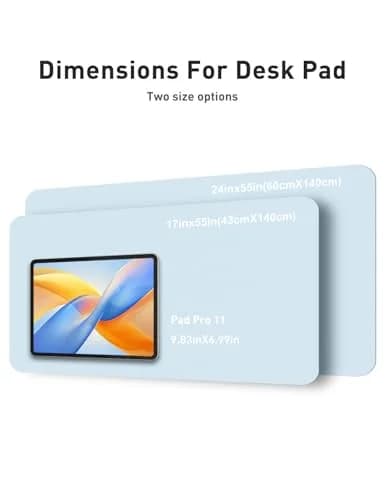 Aothia Faux Leather Desk Mat 55" x 17" (140cm x 43cm) | Baby Blue | Large Office Desk Pad thumbnail 5