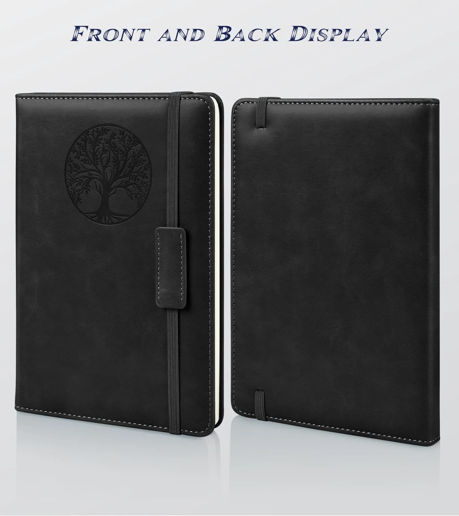 Biuwory Black Blank Journal Notebook with Faux Leather Cover, A5 (5.7"×8.3"), 140 Pages | Premium Unlined Sketchbook for Drawing & Writing - view 6