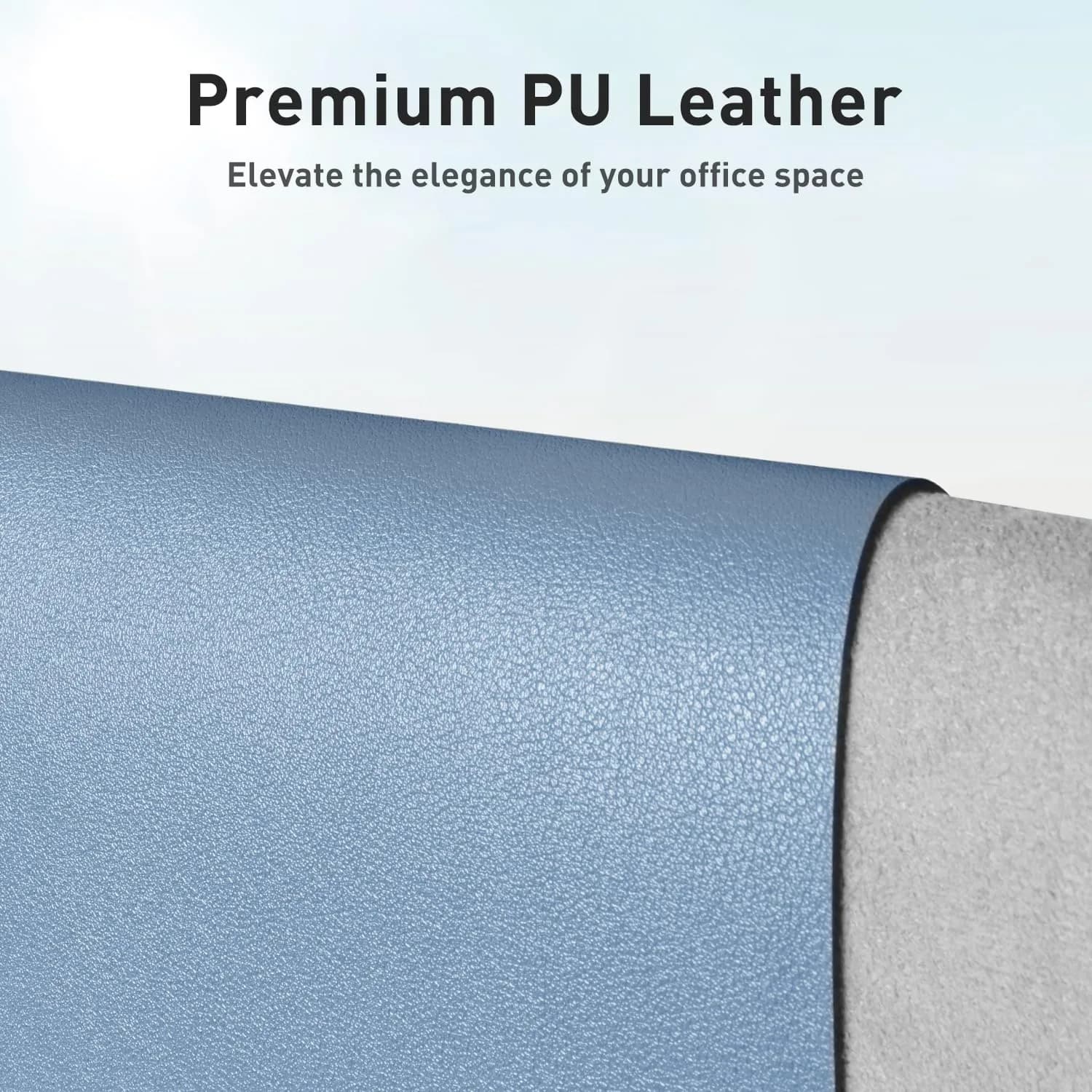 Aothia Faux Leather Desk Mat Large Waterproof Writing Surface with Non-Slip PU Leather for Office & Home, Denim Blue (55" x 24") - view 2