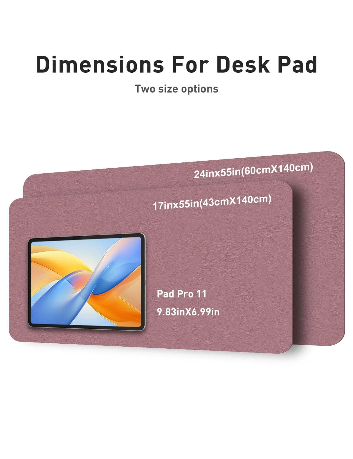 Aothia Faux Leather Desk Mat Dark Pink 140cm (55") x 43cm (17") | Smooth Writing Surface for Office & Home - view 5