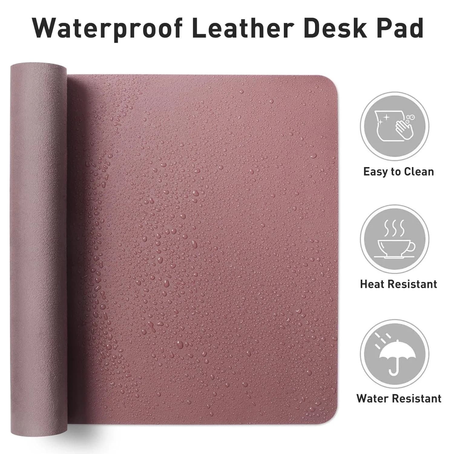 Aothia Faux Leather Desk Mat Dark Pink 140cm (55") x 43cm (17") | Smooth Writing Surface for Office & Home - view 7
