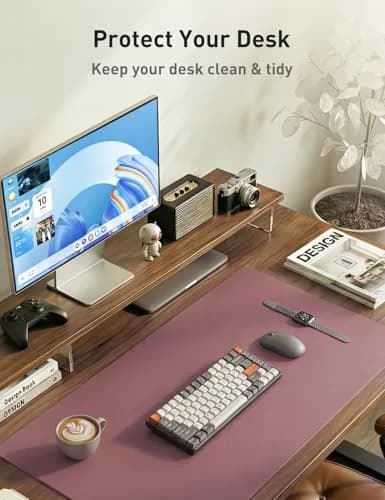 Aothia Faux Leather Desk Mat Dark Pink 140cm (55") x 43cm (17") | Smooth Writing Surface for Office & Home thumbnail 8