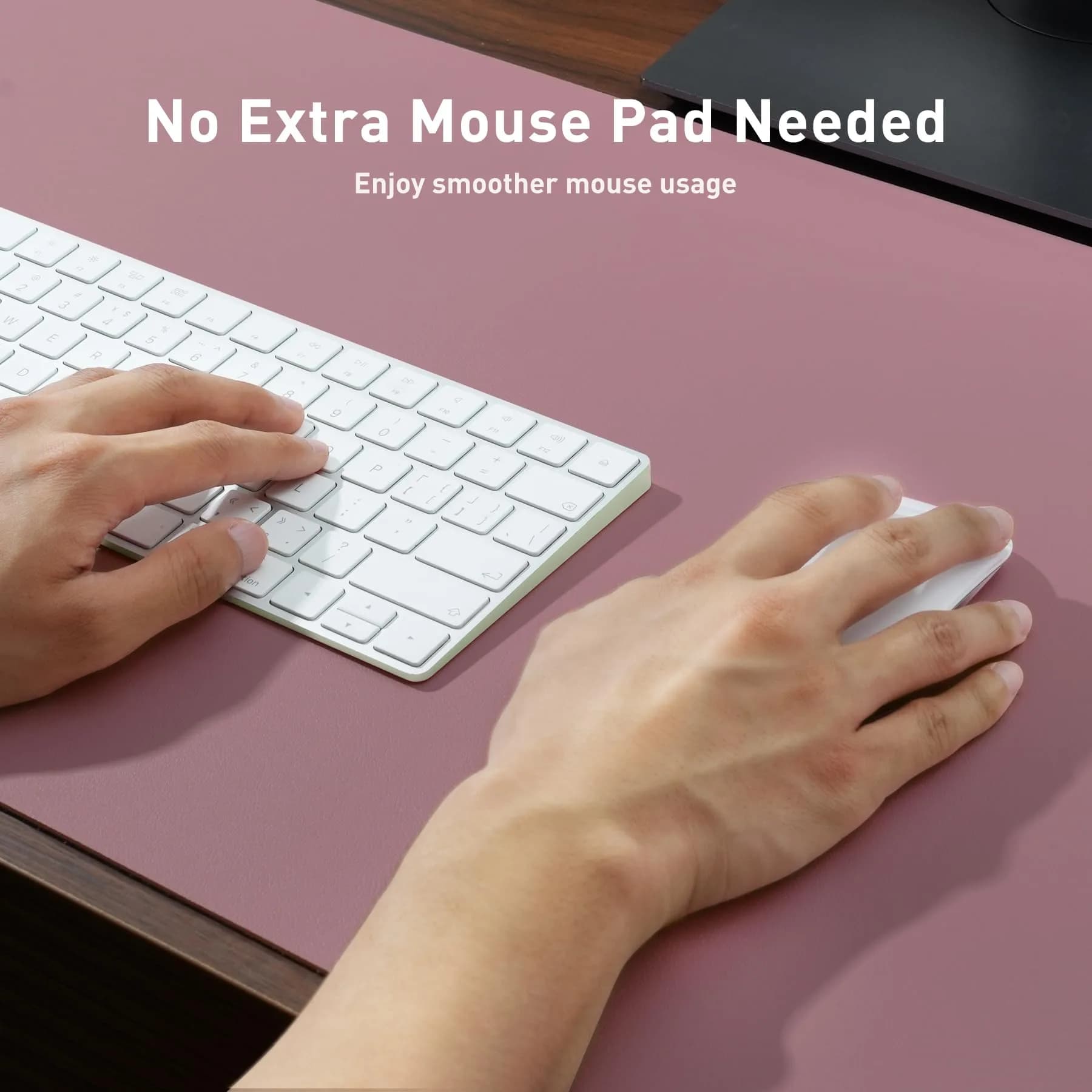 Aothia Faux Leather Desk Mat Dark Pink 140cm (55") x 43cm (17") | Smooth Writing Surface for Office & Home - view 4