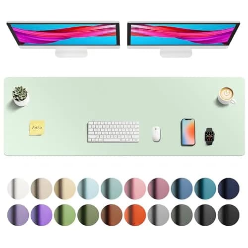 Aothia Faux Leather Desk Mat Aqua 140cm (55") x 43cm (17") | Smooth Writing Surface for Office & Home thumbnail 1
