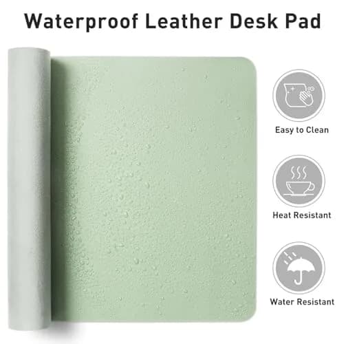 Aothia Faux Leather Desk Mat Aqua 140cm (55") x 43cm (17") | Smooth Writing Surface for Office & Home thumbnail 7