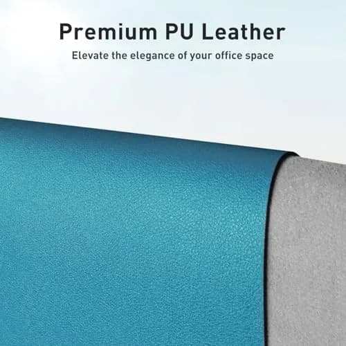 Aothia Faux Leather Desk Mat - Non-Slip PU Leather Desk Blotter, Waterproof Writing Surface, Large Desk Pad for Office & Home (Turquoise, 140cm x 43cm) thumbnail 2